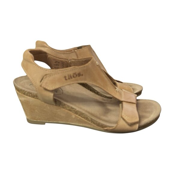 Taos Sheila Tan Open Toe Hook & Loop Strap Sandal Size EU39 US 8-8.5 - Picture 4 of 11